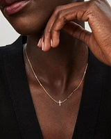 Delicate Cross Pendant Necklace 14k Yellow Gold