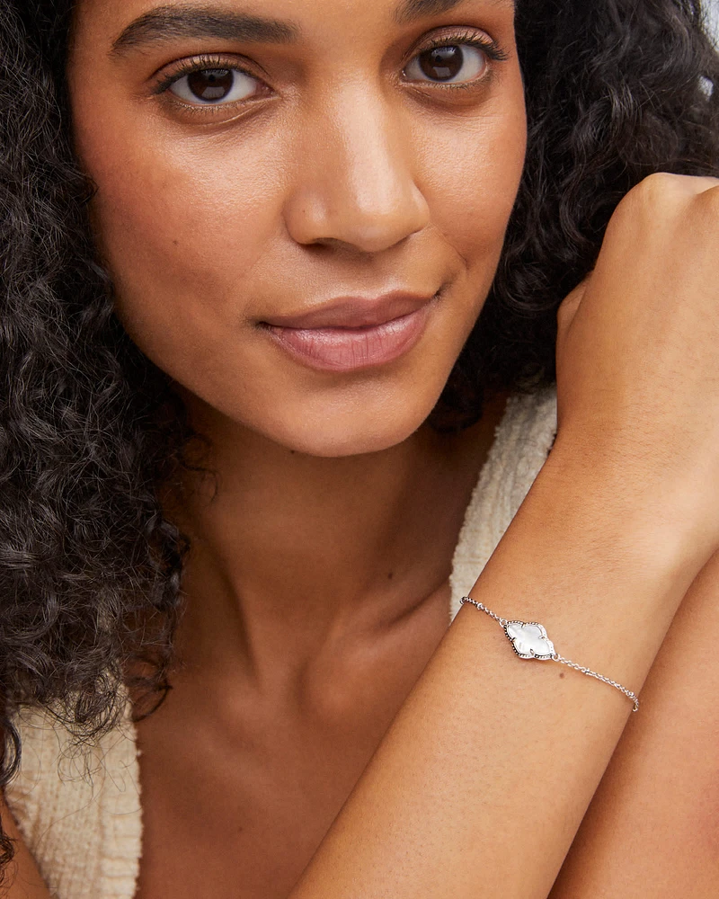 Abbie Silver Satellite Chain Bracelet in Ivory Mother-of-Pearl