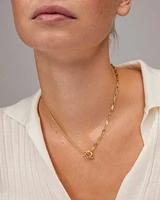 Leighton Convertible Gold Pearl Chain Necklace in White Pearl