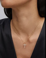 Cross Gold Pendant Necklace White Crystal