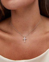 Cross Gold Pendant Necklace White Crystal