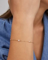 Floating Lab Grown White Diamond Delicate Chain Bracelet in 14k Yellow Gold