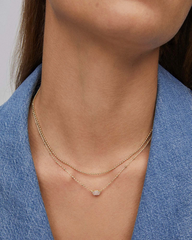 Emilie Silver Multi Strand Necklace Platinum Drusy