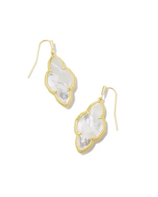 Abbie Gold Drop Earrings in Ivory Mother-of-Pearl