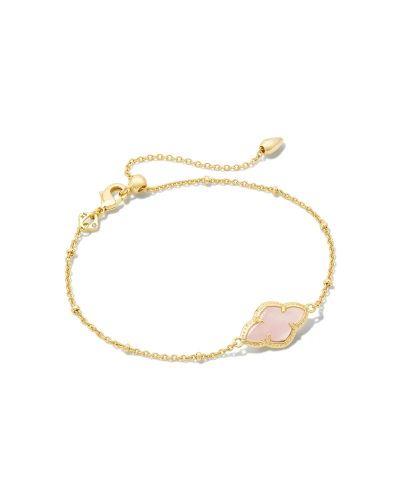 Abbie Gold Satellite Chain Bracelet in Rose Quartz