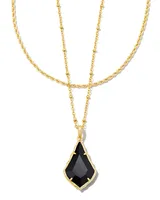 Faceted Alex Gold Convertible Necklace in Black Opaque Glass