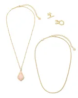 Faceted Alex Gold Convertible Necklace in Rose Quartz