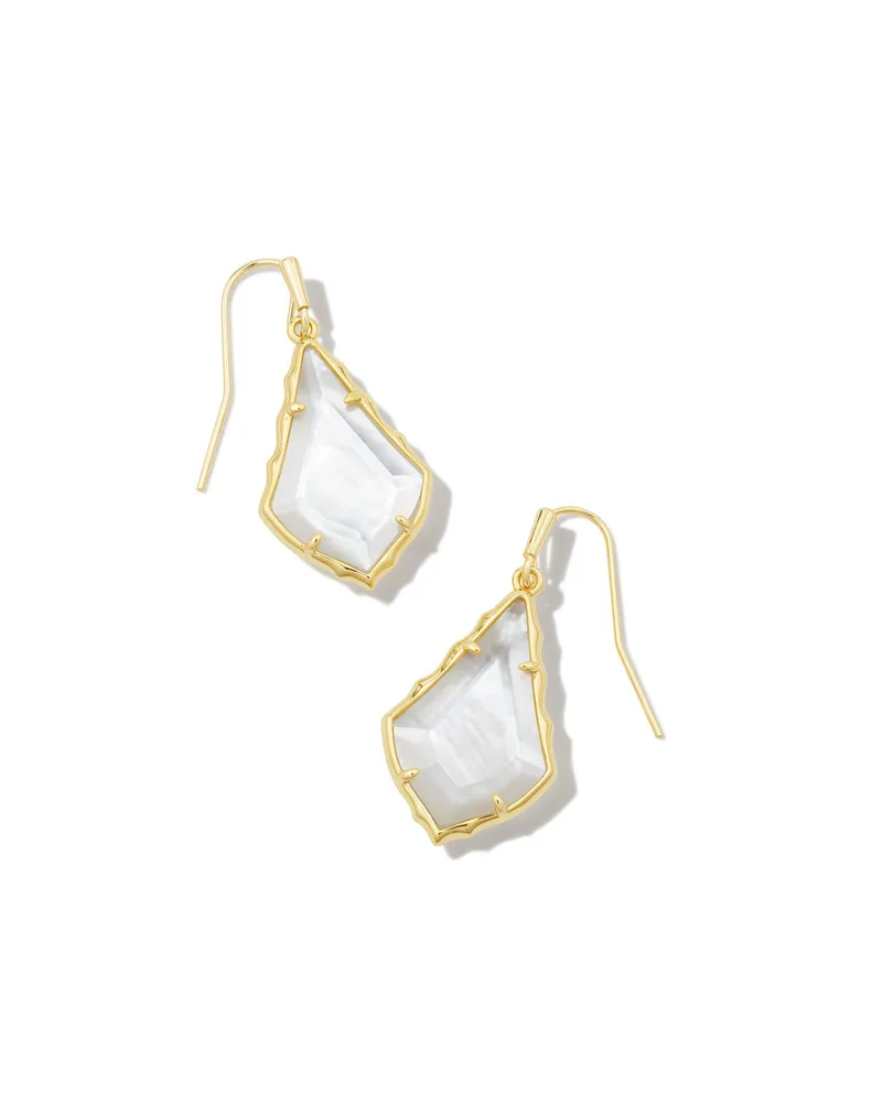 Small Faceted Alex Gold Drop Earrings in Ivory Illusion