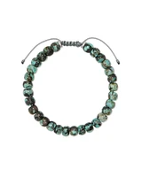 Cade Oxidized Sterling Silver Corded Bracelet Turquoise Jasper