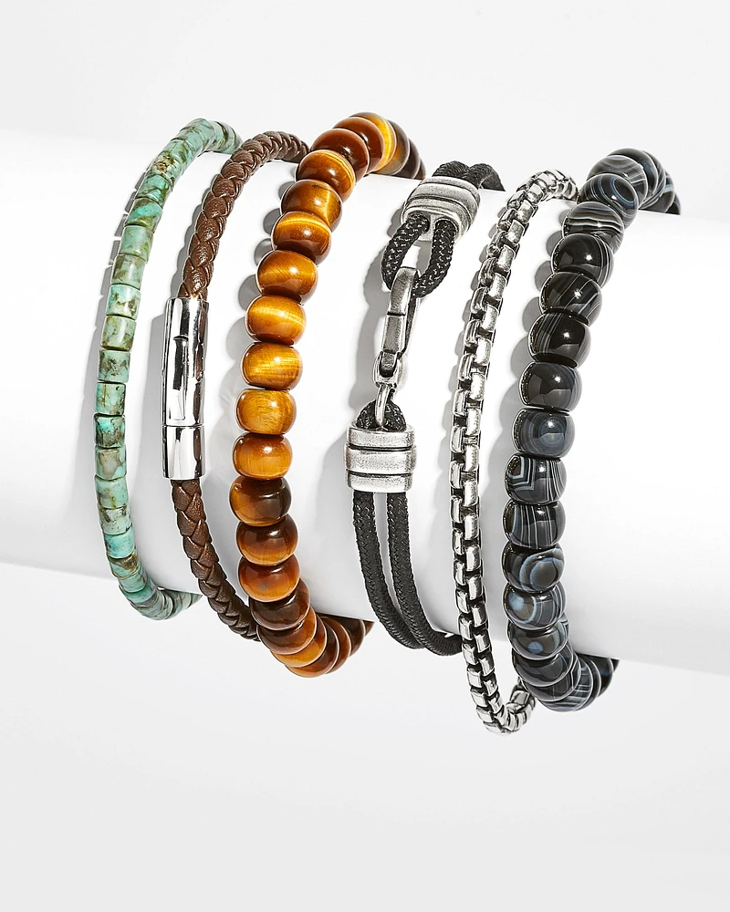 Cade Oxidized Sterling Silver Beaded Bracelet White Howlite