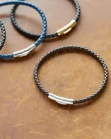 Evans Sterling Silver Corded Bracelet Leather