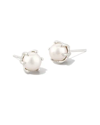 Ashton Silver Pearl Stud Earrings