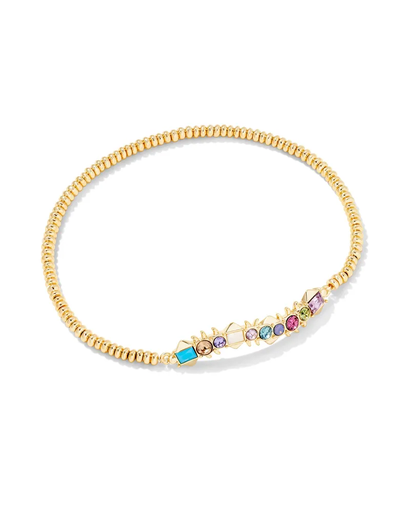 Devin Gold Crystal Stretch Bracelet in Pastel Mix