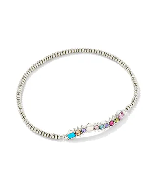 Devin Silver Crystal Stretch Bracelet in Pastel Mix