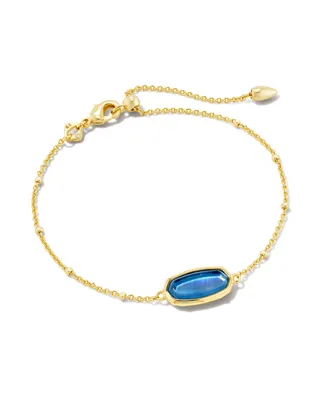 Framed Elaina Gold Delicate Chain Bracelet in Dark Blue Mother-of-Pearl