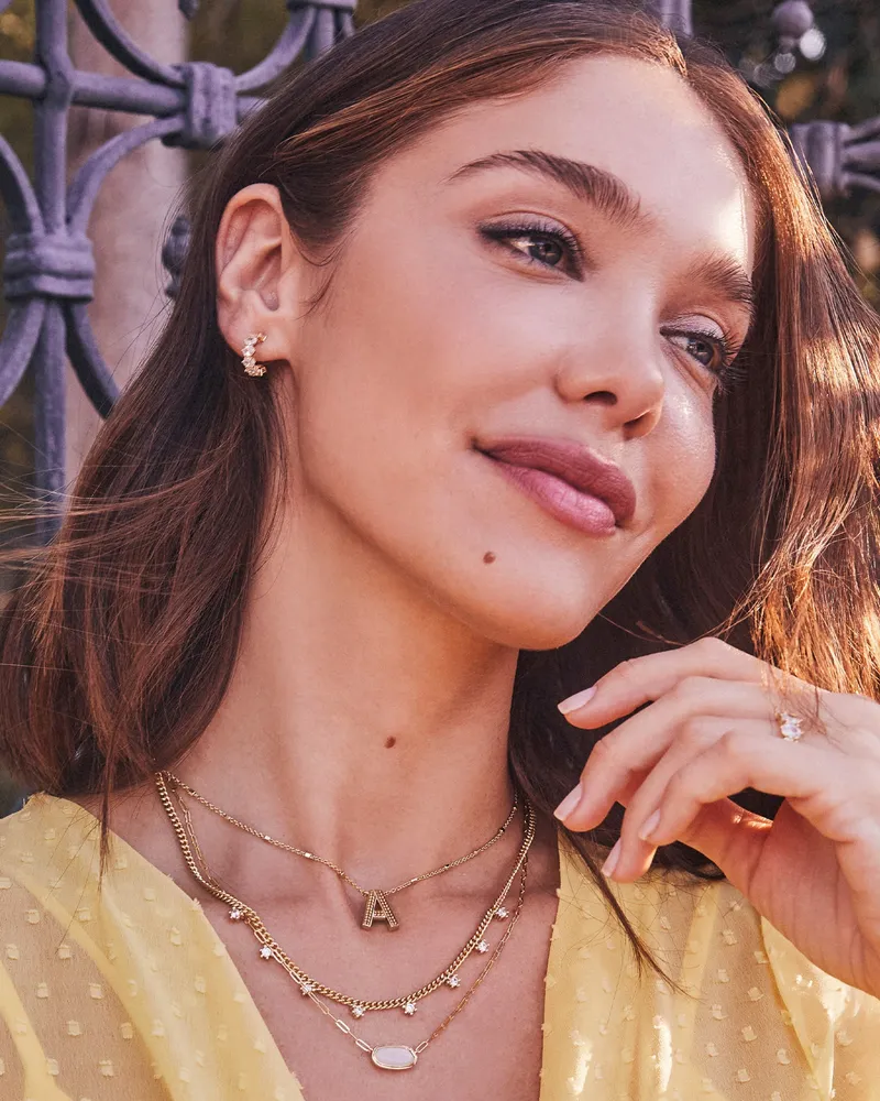 Cailin Gold Crystal Huggie Earrings in Crystal