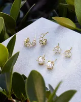 Cailin Gold Crystal Stud Earrings in White Crystal