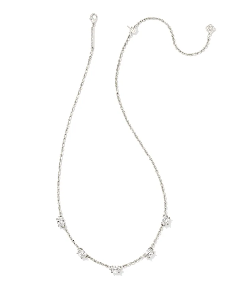 Cailin Gold Crystal Strand Necklace in White Crystal