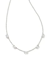 Cailin Silver Crystal Strand Necklace in White Crystal