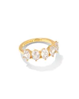 Cailin Gold Crystal Band Ring White