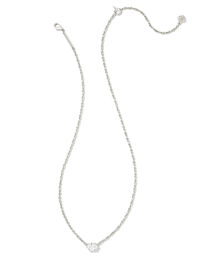 Cailin Silver Pendant Necklace White Crystal