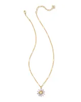 Madison Daisy Gold Short Pendant Necklace in Pink Opal Crystal