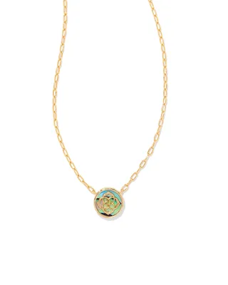 Stamped Dira Gold Pendant Necklace in Abalone