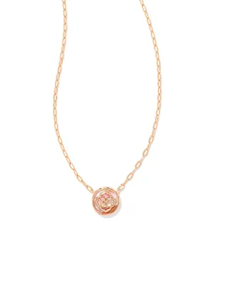 Stamped Dira Rose Gold Pendant Necklace in Golden Abalone