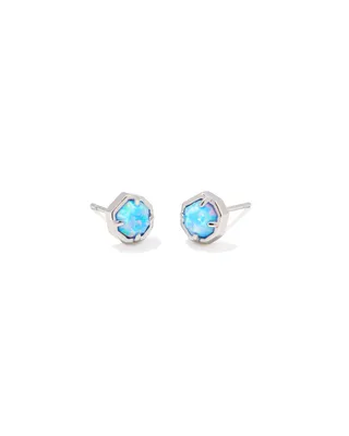 Nola Silver Stud Earrings in Light Blue Kyocera Opal