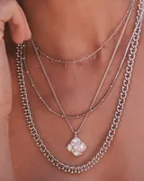 Camry Silver Beaded Strand Necklace in Amethyst