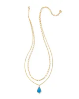 Camry Gold Multi Strand Necklace in Dark Blue Mother-of-Pearl