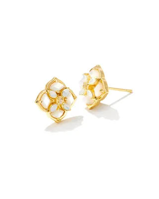 Dira Stone Gold Stud Earrings in Mix