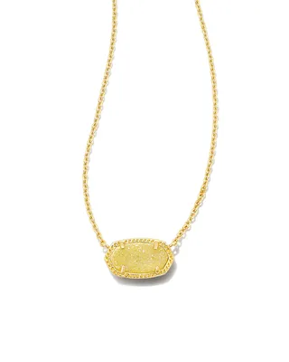 Elisa Gold Pendant Necklace in Light Yellow Drusy