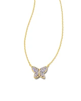 Lillia Crystal Butterfly Gold Pendant Necklace in Violet Crystal