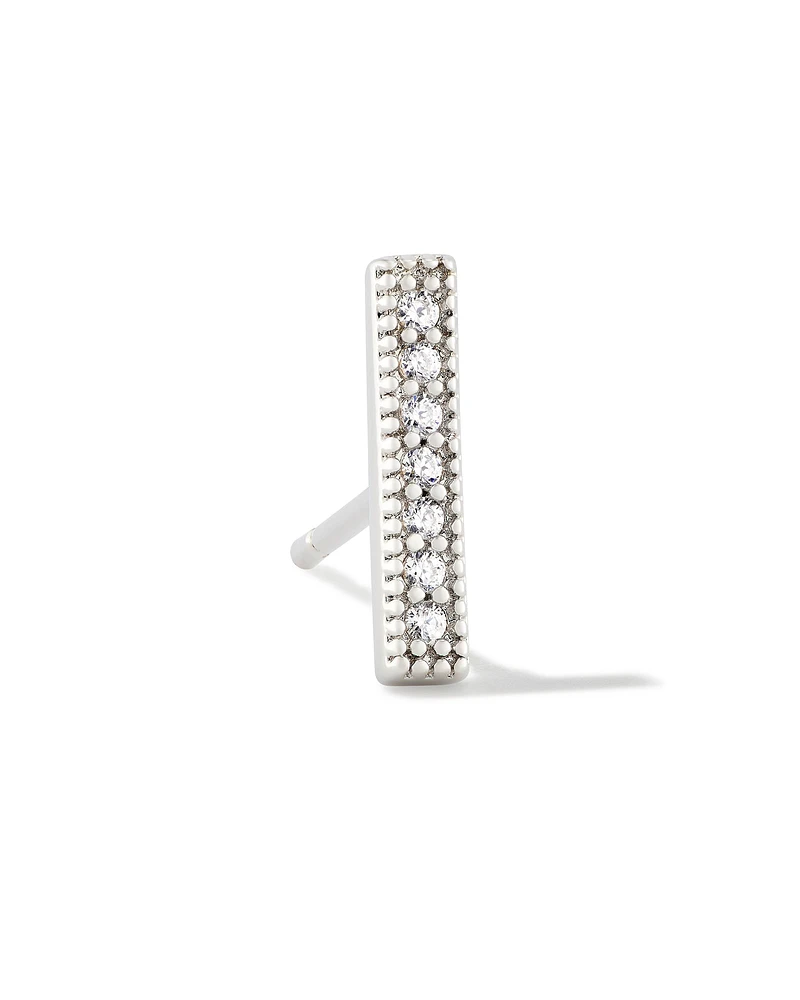 Austin Bar Gold Single Stud Earring White Crystal