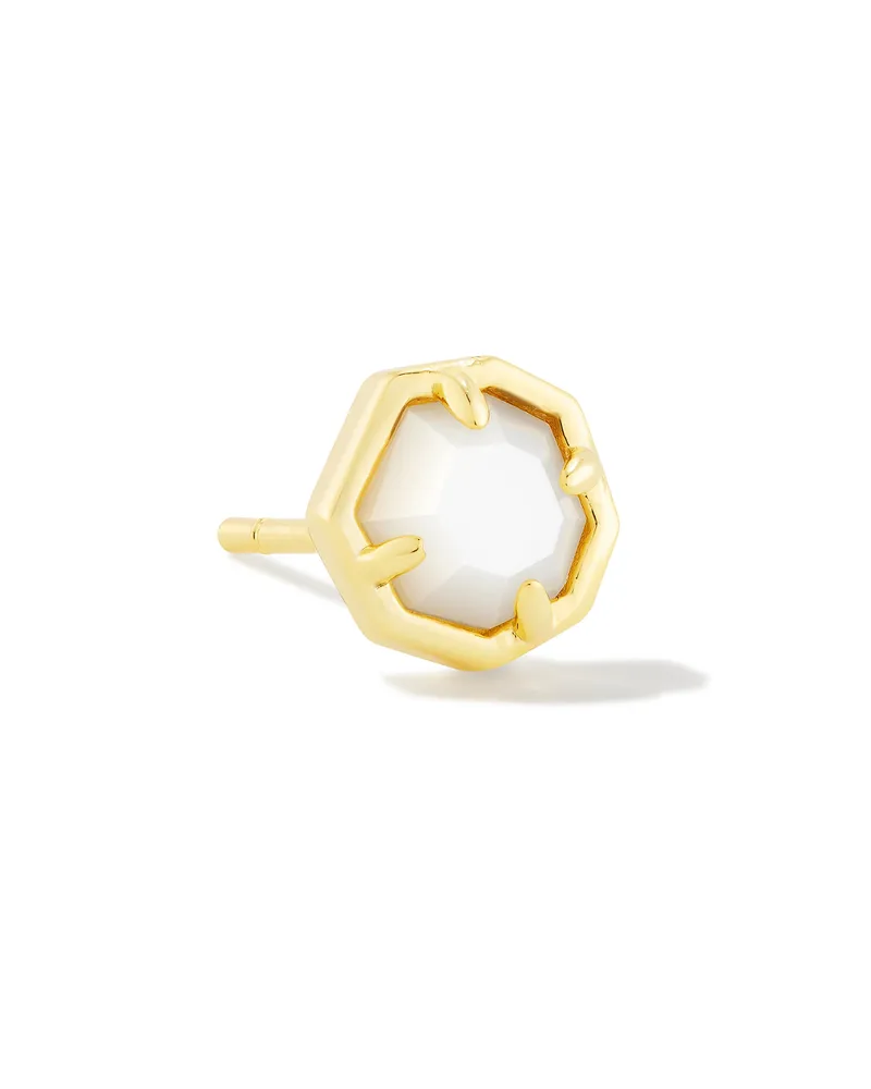 Nola Gold Single Stud Earring in Ivory Mother-of-Pearl