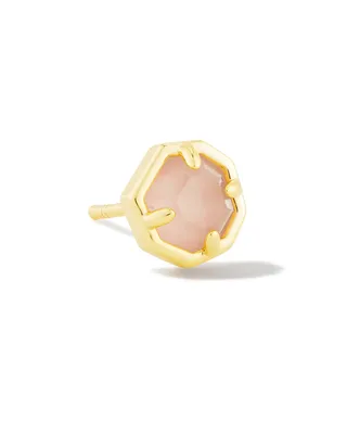 Nola Gold Single Stud Earring in Rose Quartz