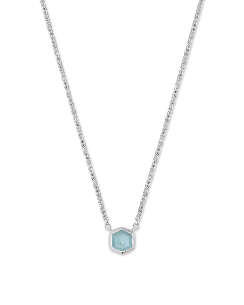 Davie Sterling Silver Pendant Necklace in Aquamarine