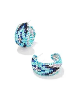 Britt Silver Hoop Earrings in Turquoise Mix