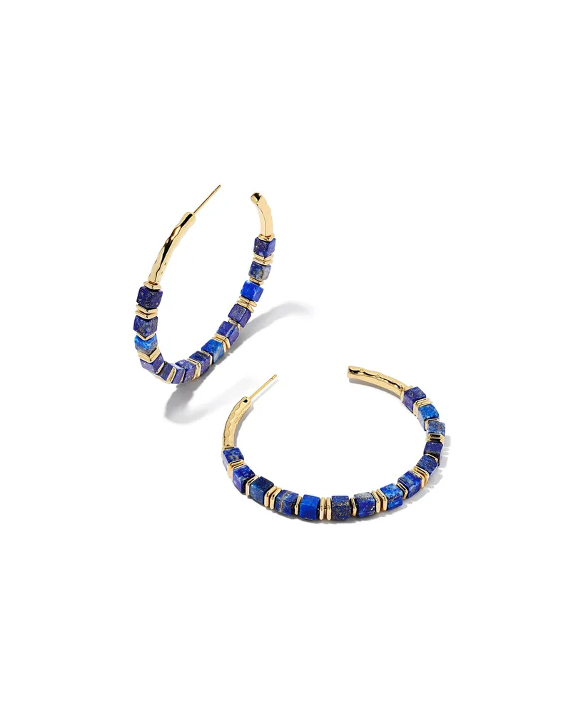 Ember Gold Hoop Earrings Blue Lapis