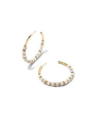 Ember Gold Hoop Earrings in White Howlite