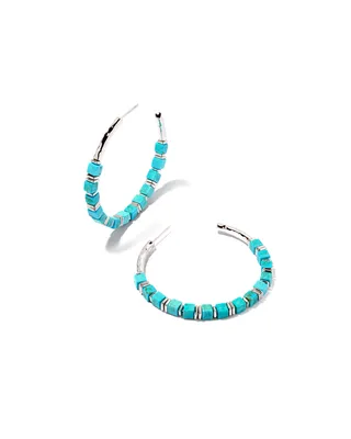 Ember Silver Hoop Earrings in Variegated Turquoise Magnesite