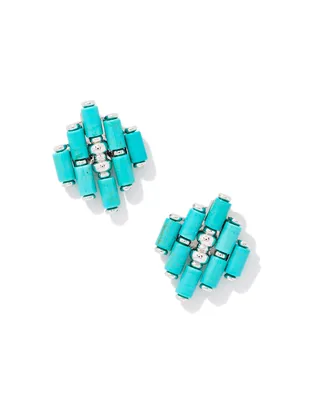Ember Silver Statement Stud Earrings in Variegated Turquoise Magnesite