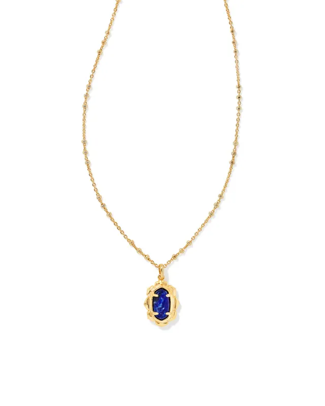 Elisa Gold Pendant Necklace in London Blue Glass | Kendra Scott