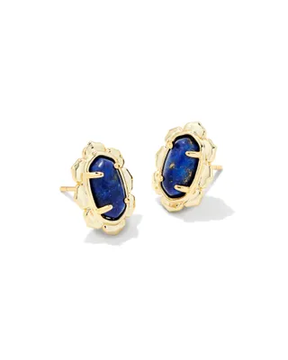 Piper Gold Stud Earrings in Blue Lapis