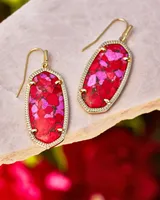 Elle Gold Drop Earrings in Bronze Veined Red and Fuchsia Magnesite