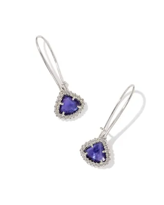 Framed Kendall Silver Wire Drop Earrings in Dark Lavender Illusion