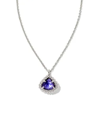 Framed Kendall Silver Short Pendant Necklace in Dark Lavender Illusion