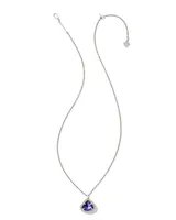 Framed Kendall Silver Short Pendant Necklace in Dark Lavender Illusion