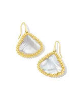 Framed Kendall Gold Large Drop Earrings in Ivory Mother-of-Pearl